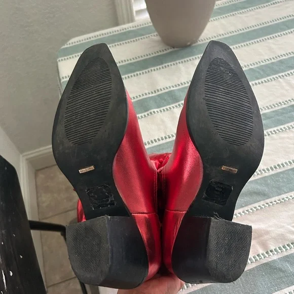 Billini Shiny Red Heeled Boots - Picture 6 of 7